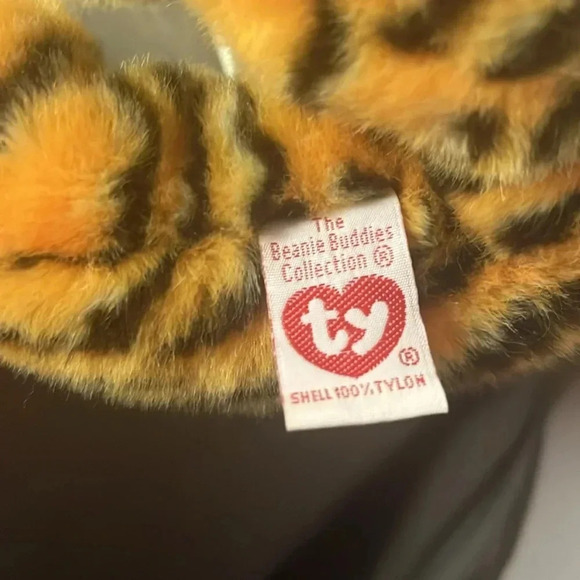 TY ☆ 2001 India Orange STRIPED TIGER Stuffed Animal Plush Toy BEANIE BUDDIES 12” - Picture 3 of 5